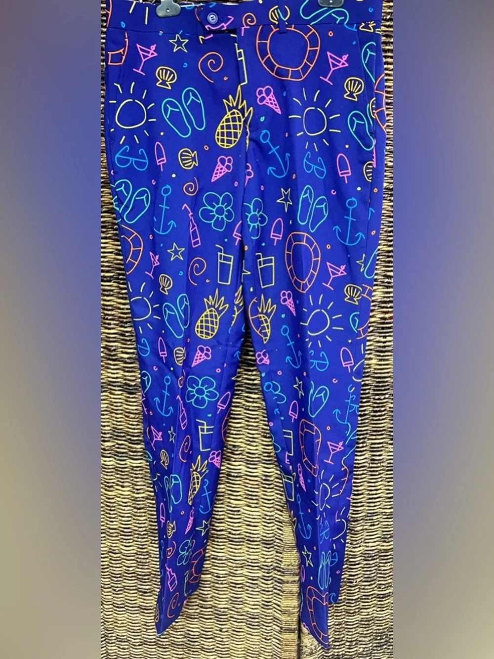 Opposuits- Vibrant Blue Neon-Doodle Dude Print‎ Men's Blazer and pant set